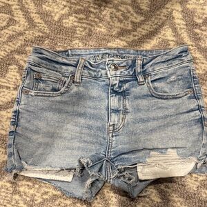 American Eagle Outfitters Light Blue Distressed Jean Shorts